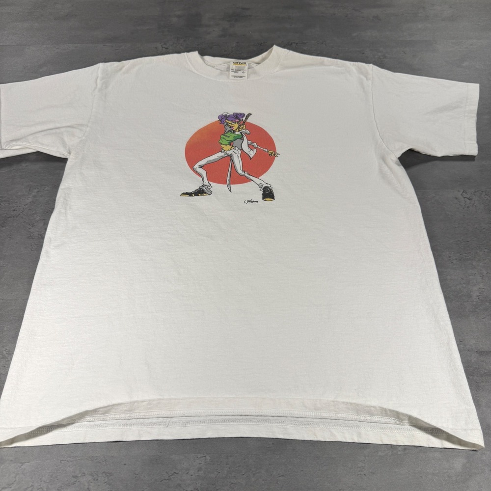 Vintage Gorillaz Noodle T‎ Shirt Large White USA Anime Cartoon Art Graphic Japan
